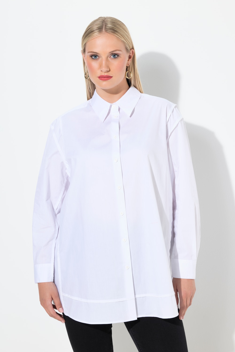 Thumbnail - Große Größen Hemdbluse, Damen, weiß, Größe: 54/56, Baumwolle, Ulla Popken