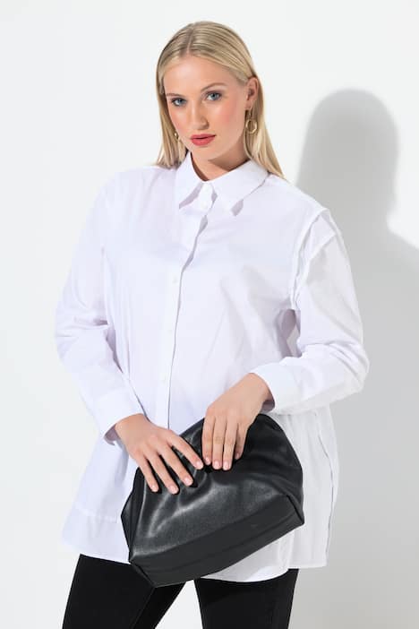Camicia dal taglio oversize con cuciture a rovescio e maniche lunghe