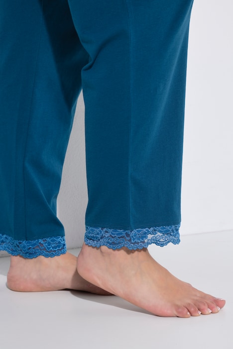 Pyjama avec dentelle et boutons, manches longues et col V