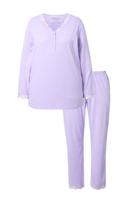 Pyžamo, krajka, knoflíky, výstřih do V, dlouhé rukávy