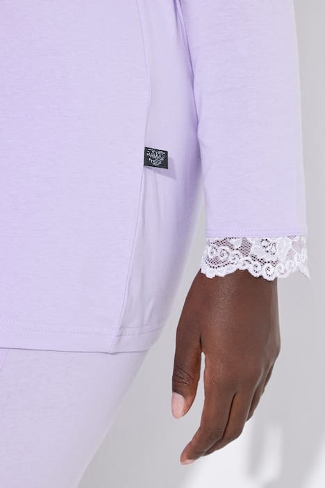 Pyjama, kant, knopen, V-hals, lange mouwen