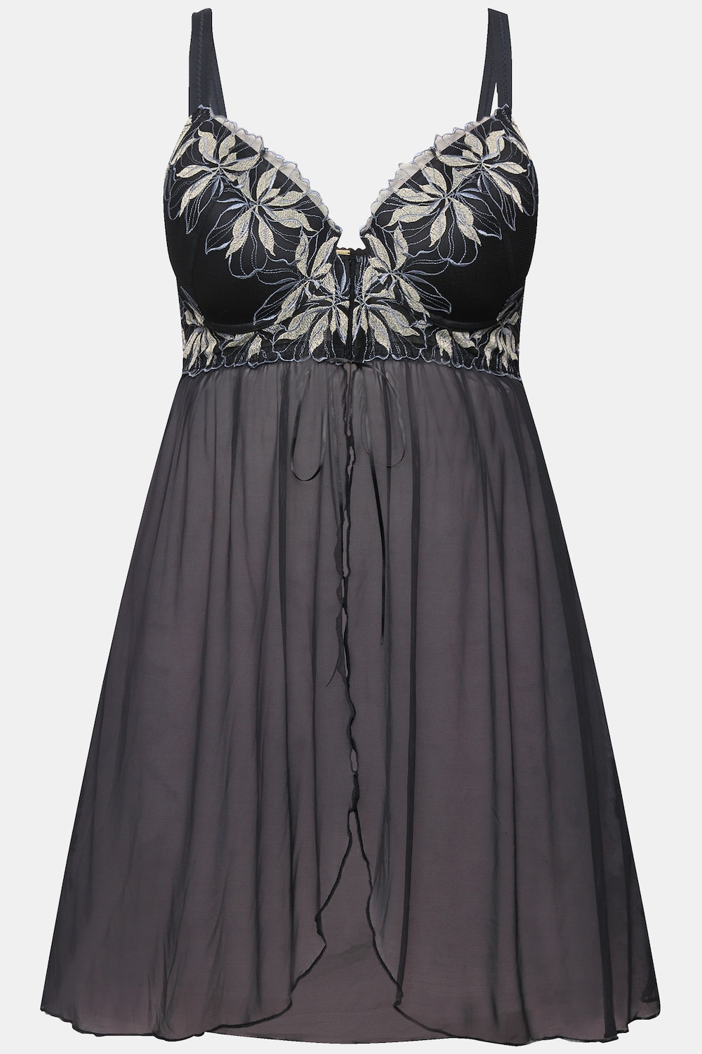 Stora storlekar Babydoll, Dam, svart, storlek: 110D, Syntetfibrer/Polyester, Ulla Popken