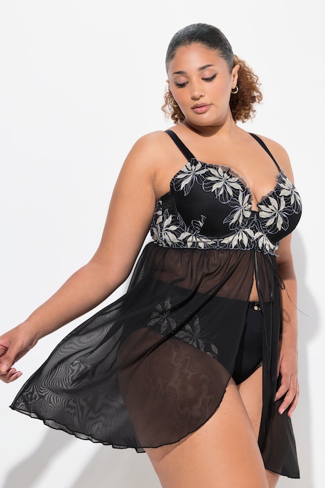 TRUYOU  Babydoll, Bügel, Vorderverschluss, Stickerei, Cup B - F