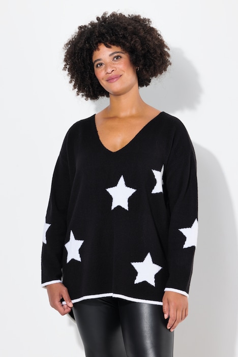 Pullover, oversized, Sterne, Langarm