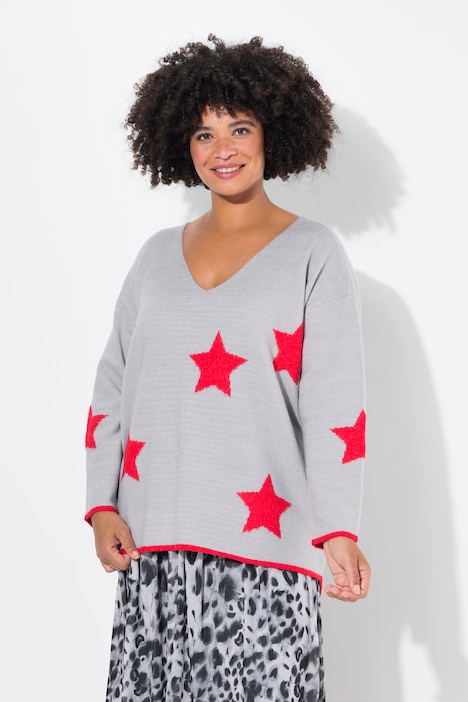 Pullover, oversized, Sterne, Langarm