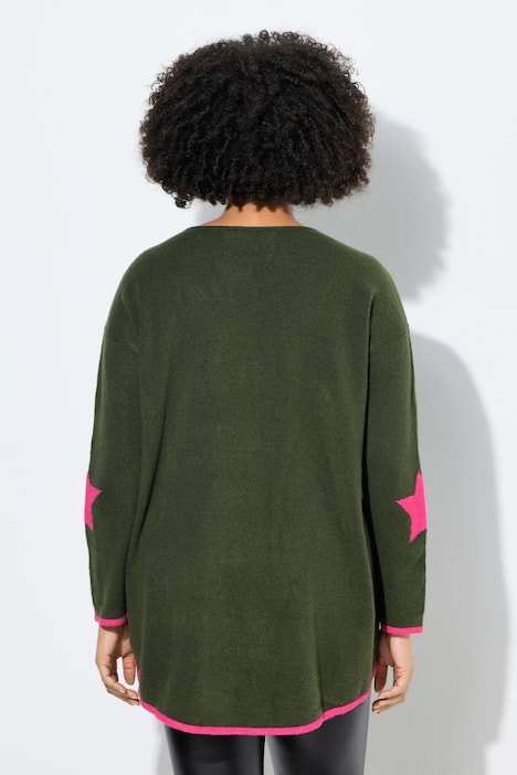 Sweter, oversize, gwiazdy, długi rękaw