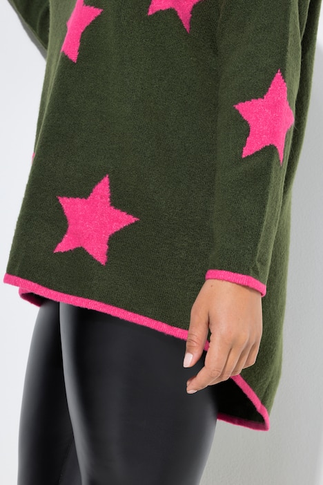 Sweter, oversize, gwiazdy, długi rękaw