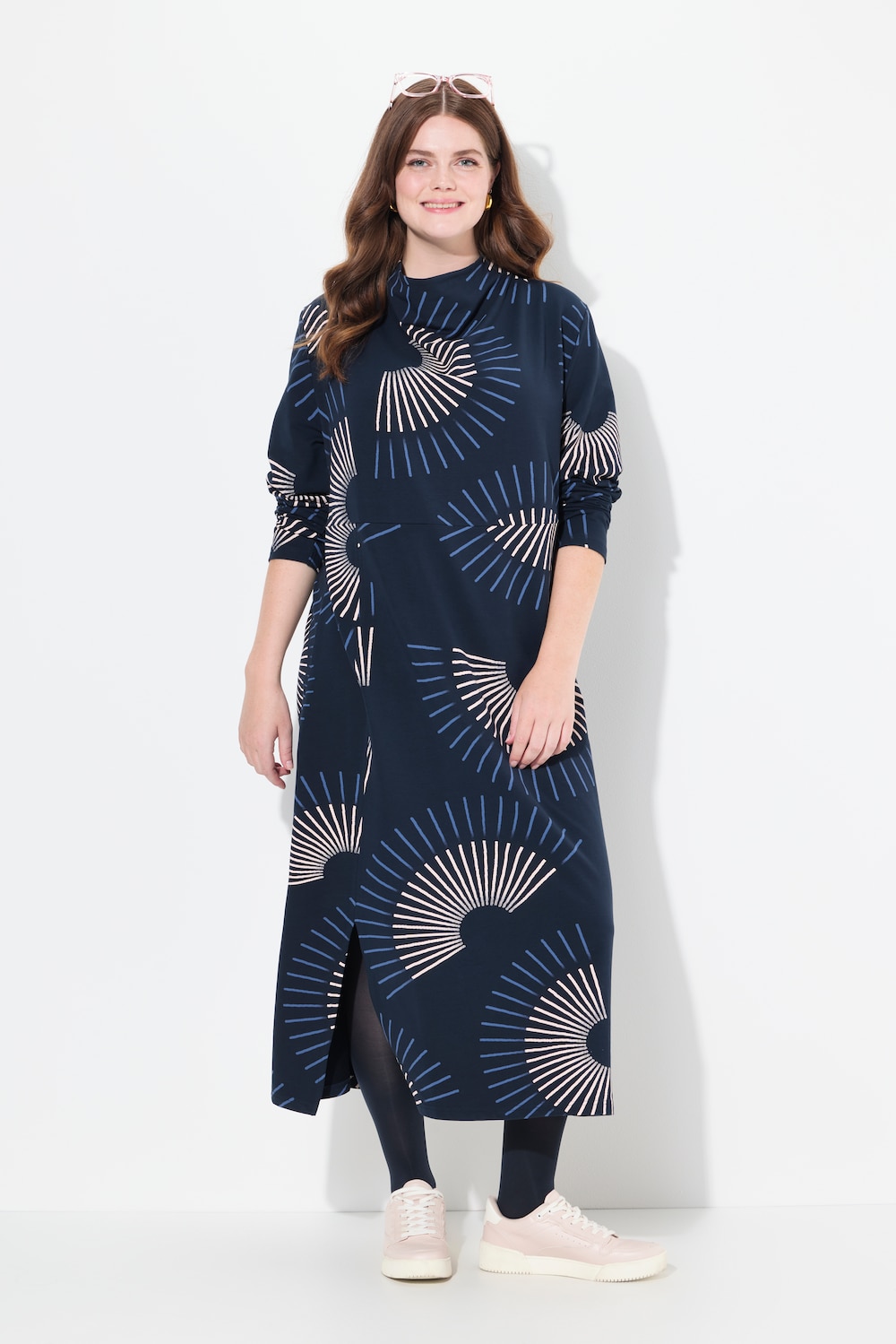 Große Größen Maxi-Sweatkleid, Damen, blau, Größe: 54/56, Baumwolle, Ulla Popken