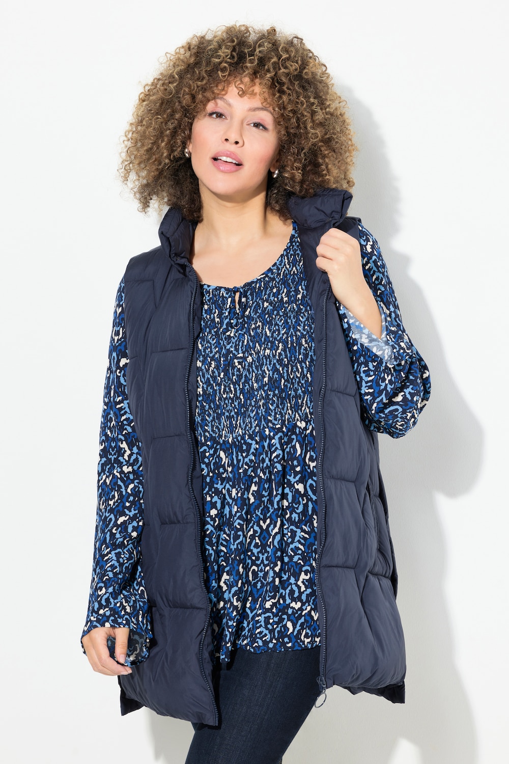 Große Größen Steppweste, Damen, blau, Größe: 46/48, Polyester, Ulla Popken