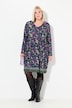 Longshirt, bloemen, A-lijn, V-hals, lange mouwen