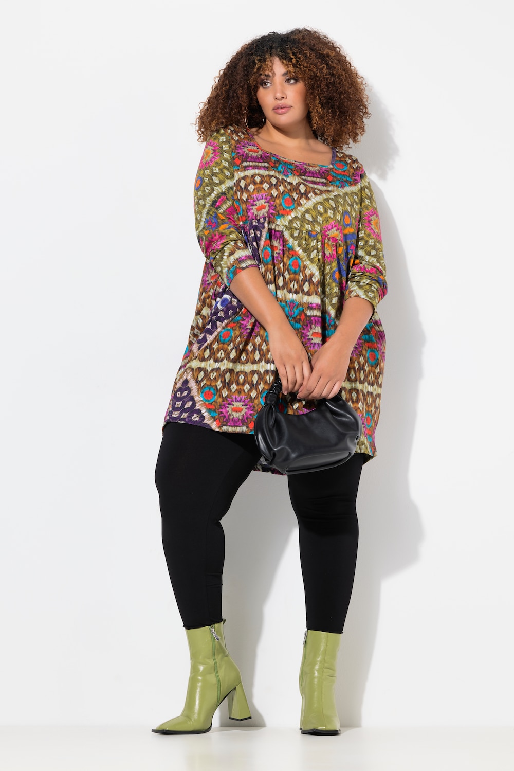 Longshirt, A-Linie, Carree-Ausschnitt, Langarm