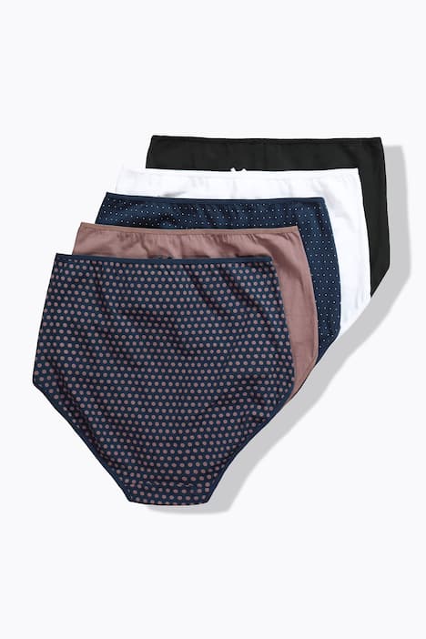 Maxislips, set van 5, stippen/effen