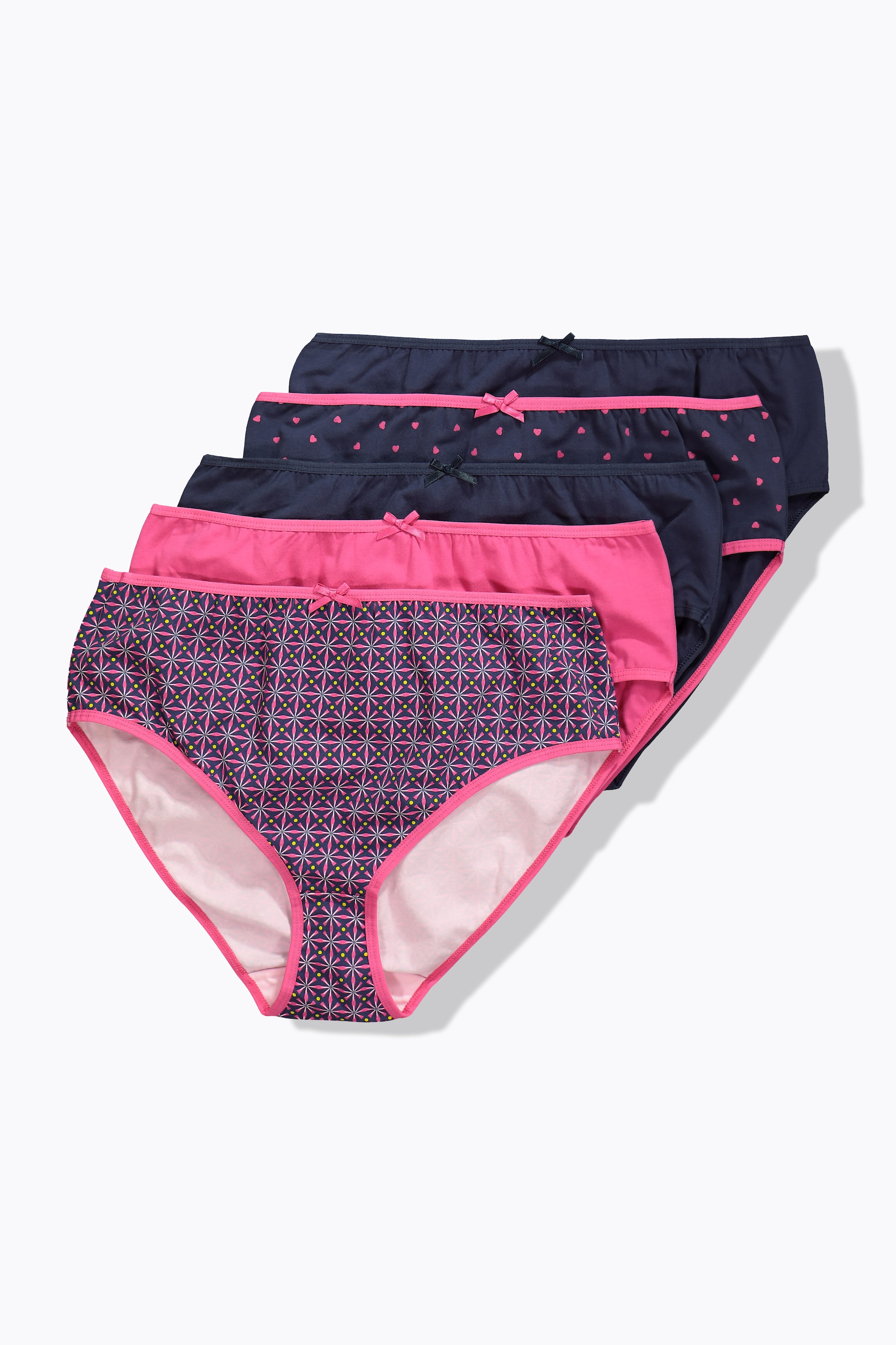 Ulla Popken Damen große Größen Midislips 5er Pack Muster einfarbig 834383