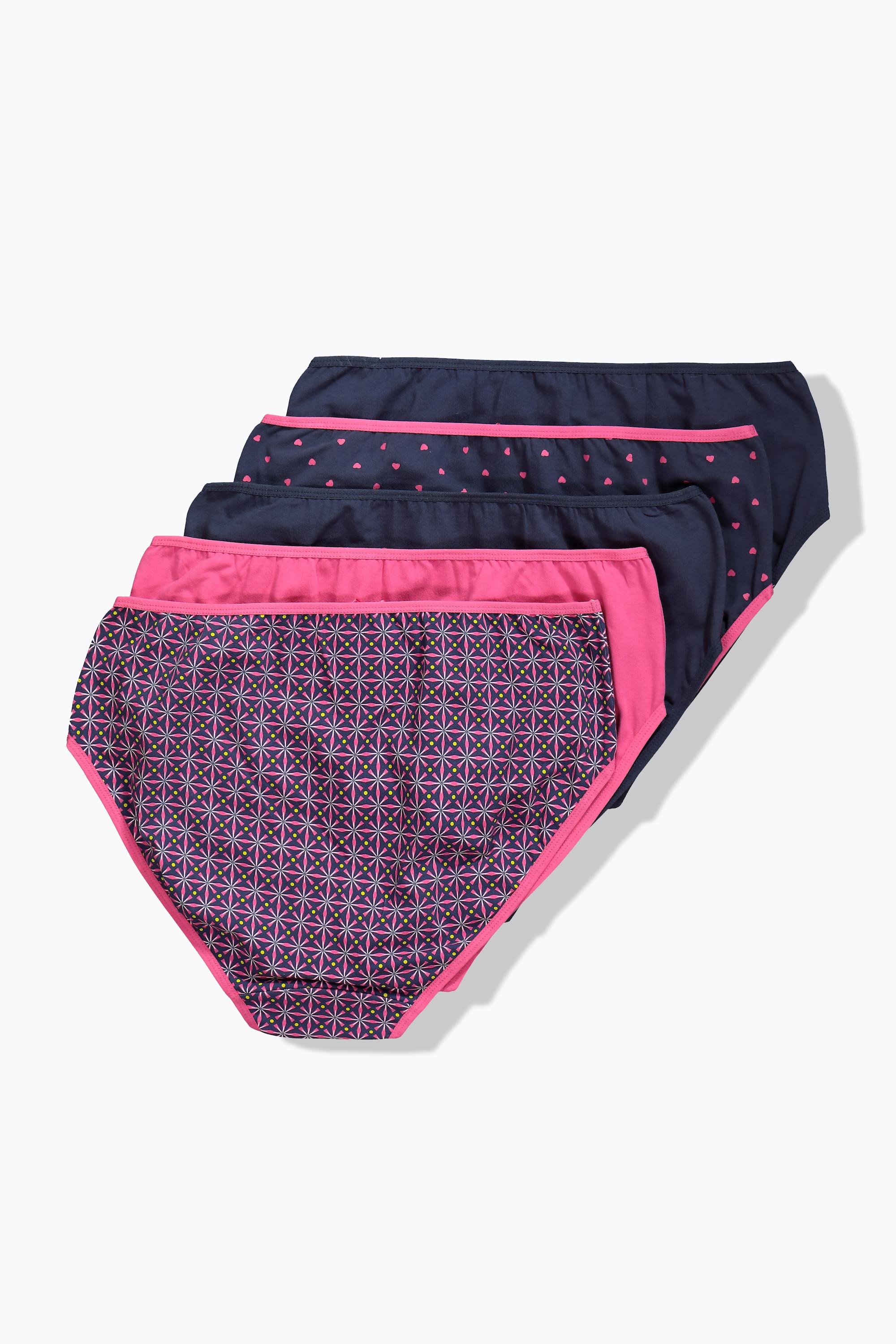 Ulla Popken Damen große Größen Midislips 5er Pack Muster einfarbig 834383