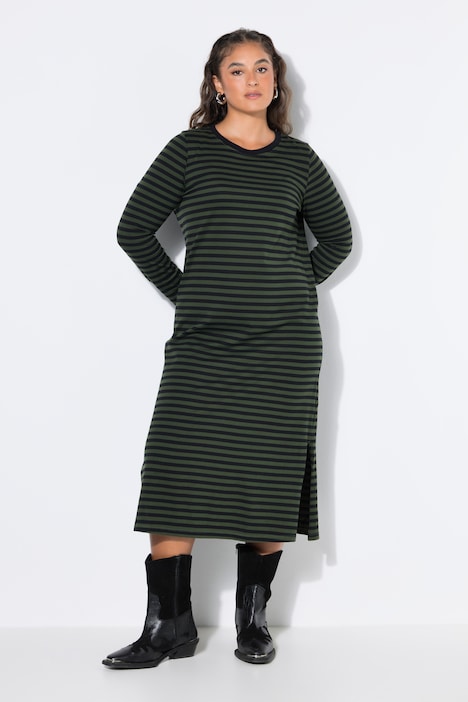 Maxikleid, Jersey mit Ringeln, Langarm