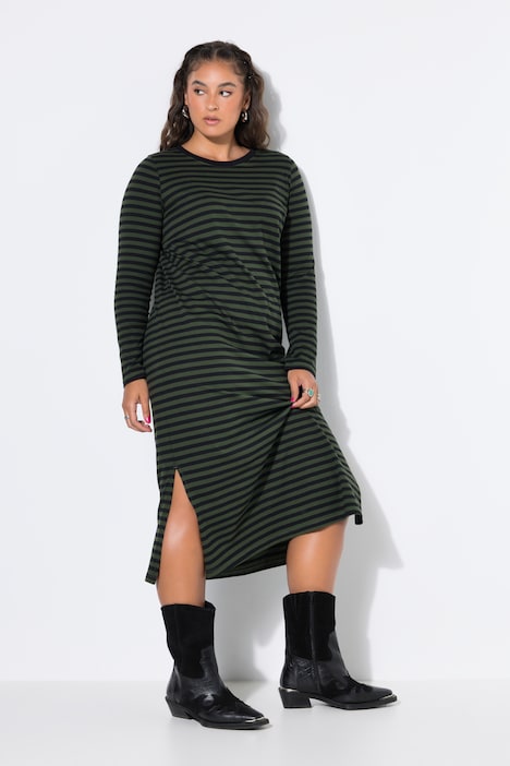 Maxikleid, Jersey mit Ringeln, Langarm
