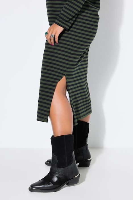 Maxikleid, Jersey mit Ringeln, Langarm