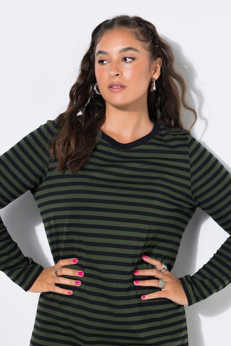 Maxikleid, Jersey mit Ringeln, Langarm