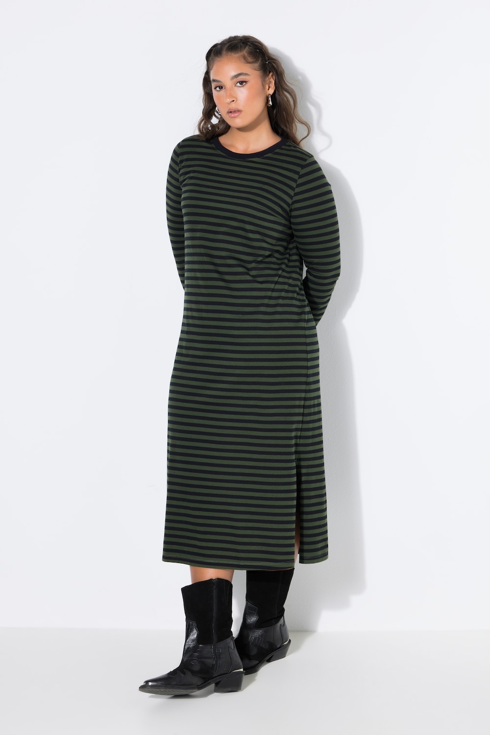 Maxikleid, Jersey mit Ringeln, Langarm
