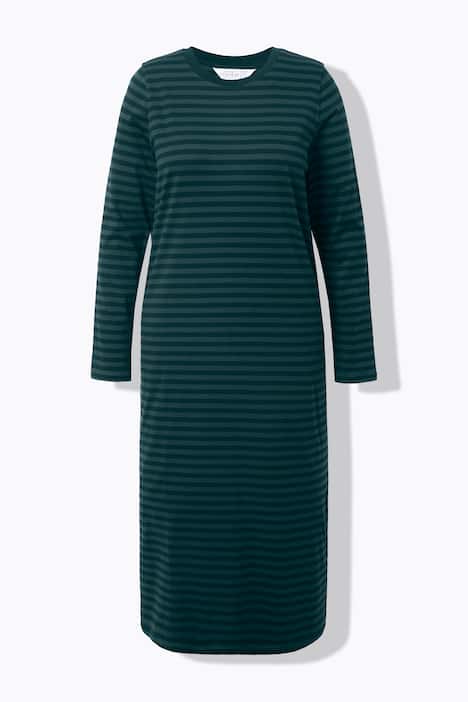 Maxikleid, A-Line, Jersey mit Ringeln, Langarm