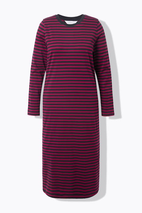 Maxikleid, A-Line, Jersey mit Ringeln, Langarm