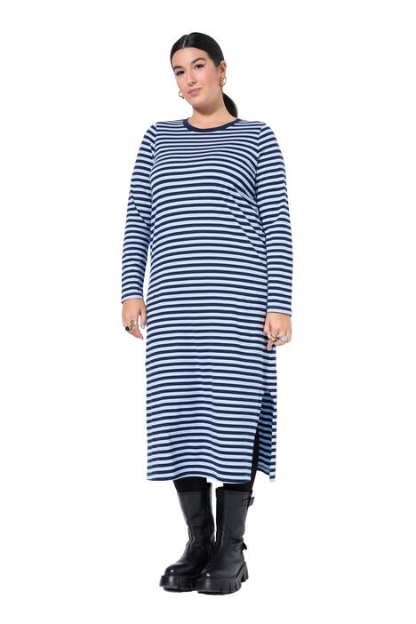 Maxi šaty, A střih, pruhovaný žerzej, dlouhé rukávy