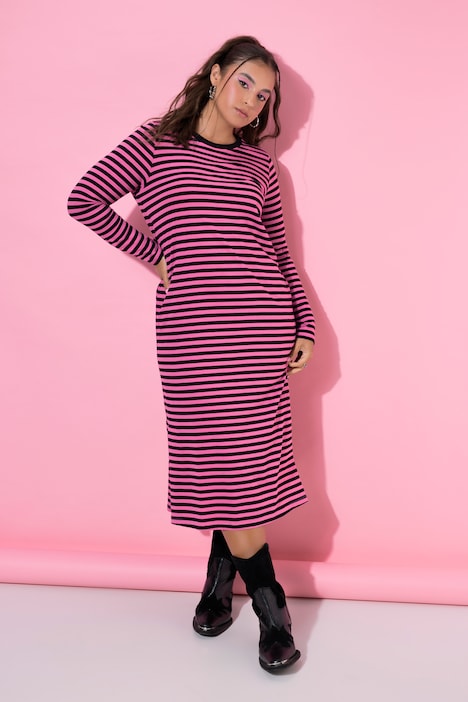 Maxikleid, Jersey mit Ringeln, Langarm