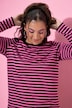 Maxikleid, Jersey mit Ringeln, Langarm