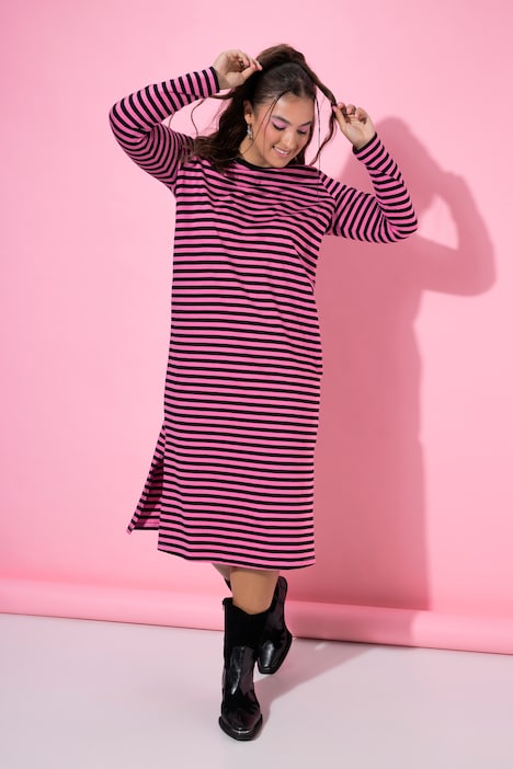 Maxikleid, Jersey mit Ringeln, Langarm