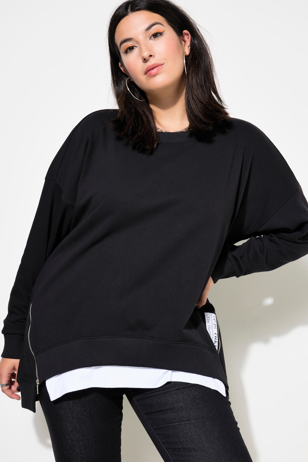 Große Größen Sweatshirt, Damen, schwarz, Größe: 42/44, Baumwolle/Polyester, Studio Untold