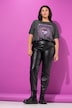 Broek, leren look, krokodillenprint, 5-pocket