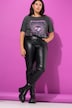 Broek, leren look, krokodillenprint, 5-pocket