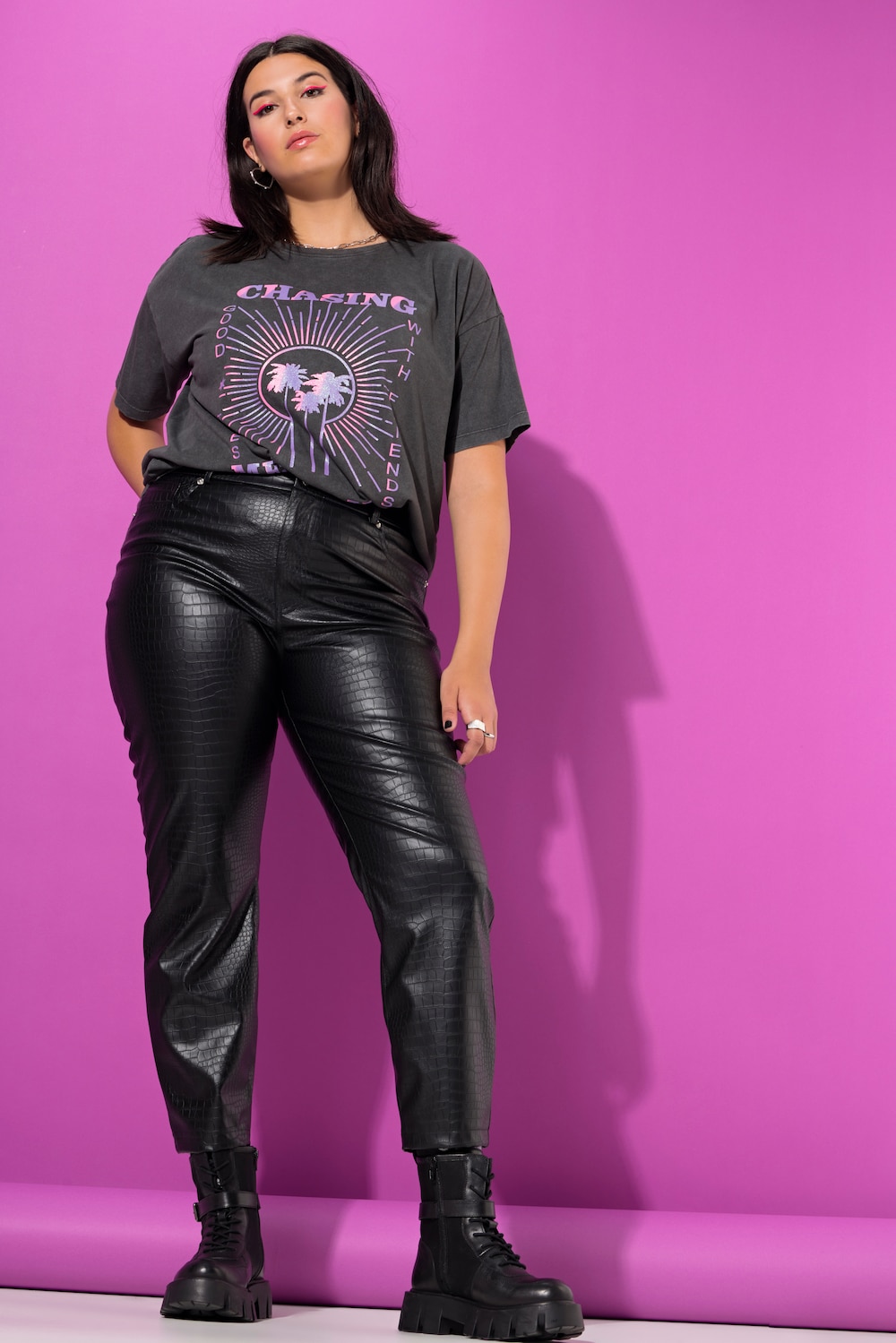 Große Größen Hose, Damen, schwarz, Größe: 46, Polyester/Synthetische Fasern, Studio Untold