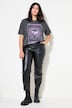 Broek, leren look, krokodillenprint, 5-pocket