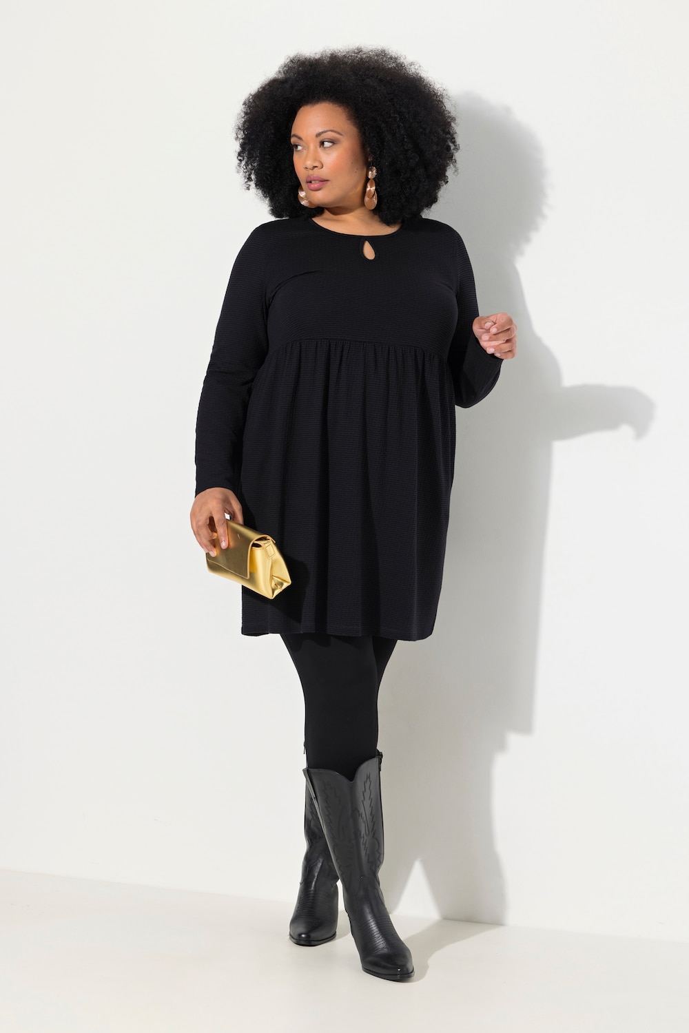 Große Größen Longshirt, Damen, schwarz, Größe: 54/56, Baumwolle/Viskose, Ulla Popken