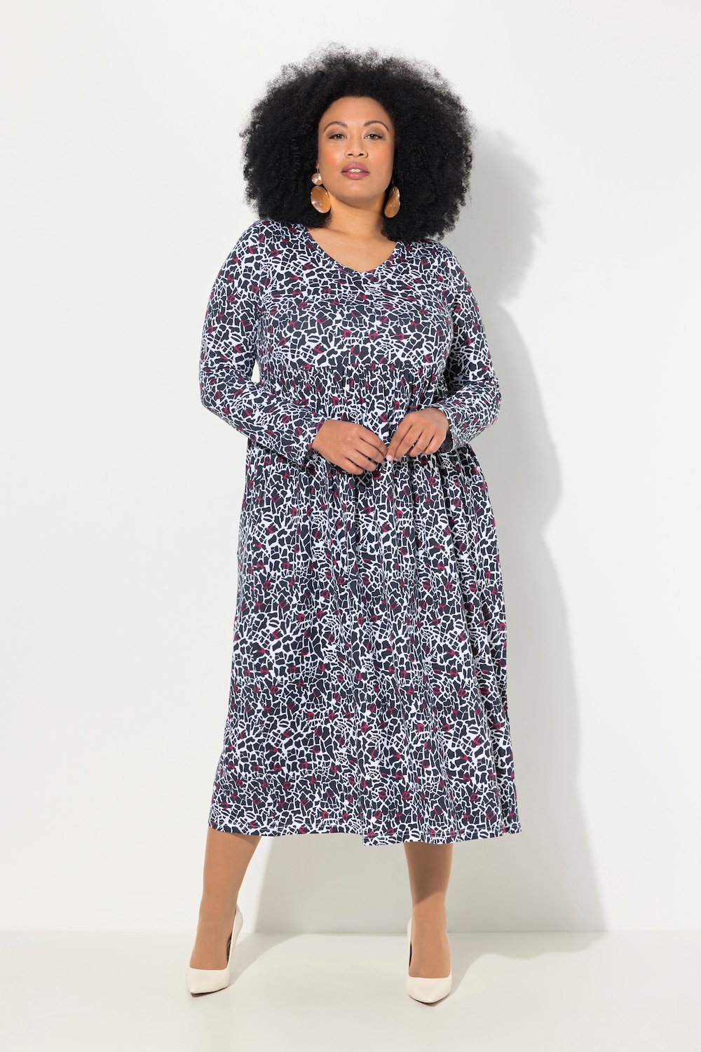 Große Größen Jerseykleid, Damen, schwarz, Größe: 54/56, Baumwolle, Ulla Popken