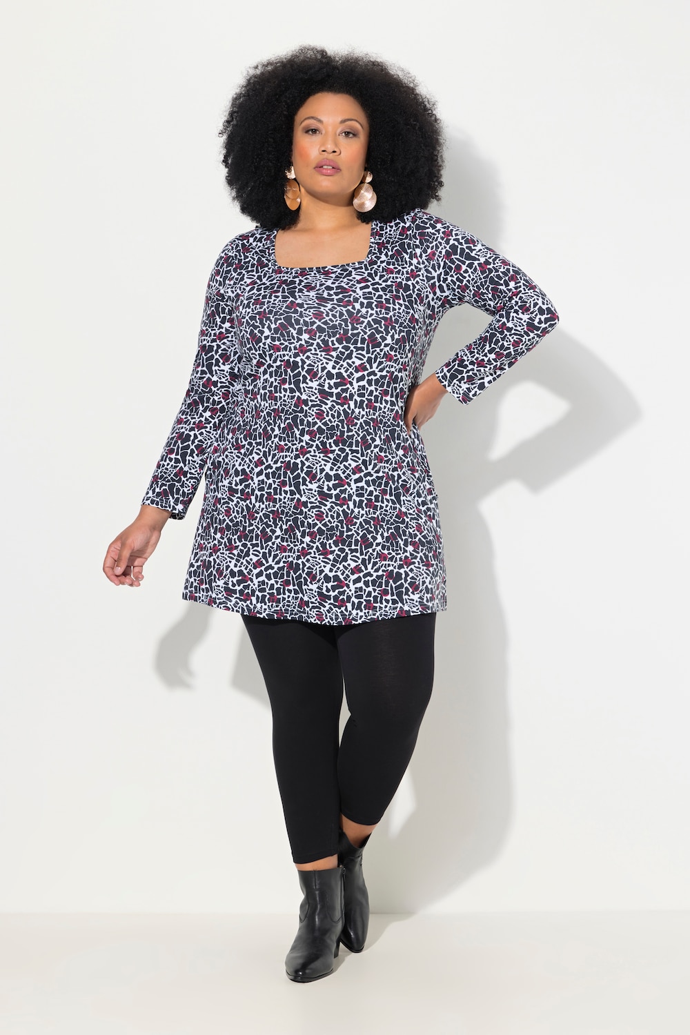 Große Größen Longshirt, Damen, schwarz, Größe: 50/52, Baumwolle, Ulla Popken