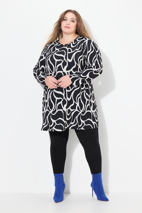 Matte Jersey Geometric Print Long Sleeve Tunic