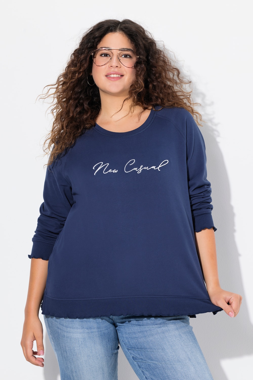 Große Größen Sweatshirt, Damen, blau, Größe: 42/44, Baumwolle/Polyester, Ulla Popken