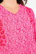 Lang bluse, blomster, A-form, V-udskæring, lange ballonærmer