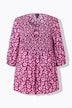 Blusa a punto smock con fiori, scollo a girocollo, laccetto e maniche a 3/4