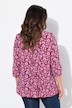 Blusa a punto smock con fiori, scollo a girocollo, laccetto e maniche a 3/4