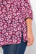 Blusa a punto smock con fiori, scollo a girocollo, laccetto e maniche a 3/4