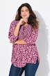 Blusa a punto smock con fiori, scollo a girocollo, laccetto e maniche a 3/4