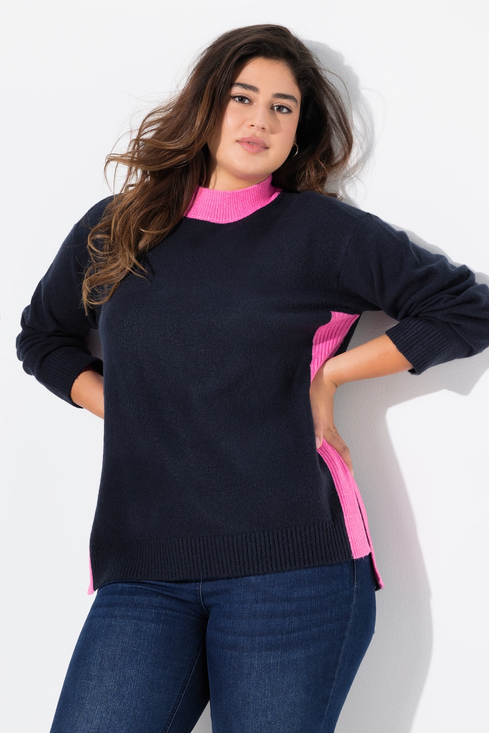 Große Größen Pullover, Damen, blau, Größe: 50/52, Synthetische Fasern/Polyester, Ulla Popken