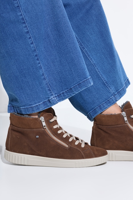Jomos Leder-Sneaker, Zipper, Fleecefutter, Weite H