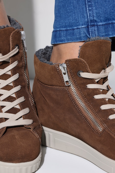 Jomos Leder-Sneaker, Zipper, Fleecefutter, Weite H