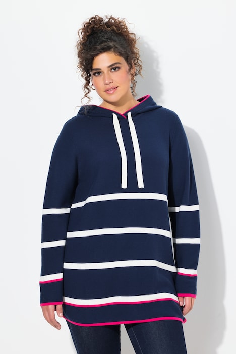 Striped Hooded Long Sleeve Sweater