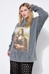 Sweat-shirt oversize, imprimé Mona Lisa, style vintage