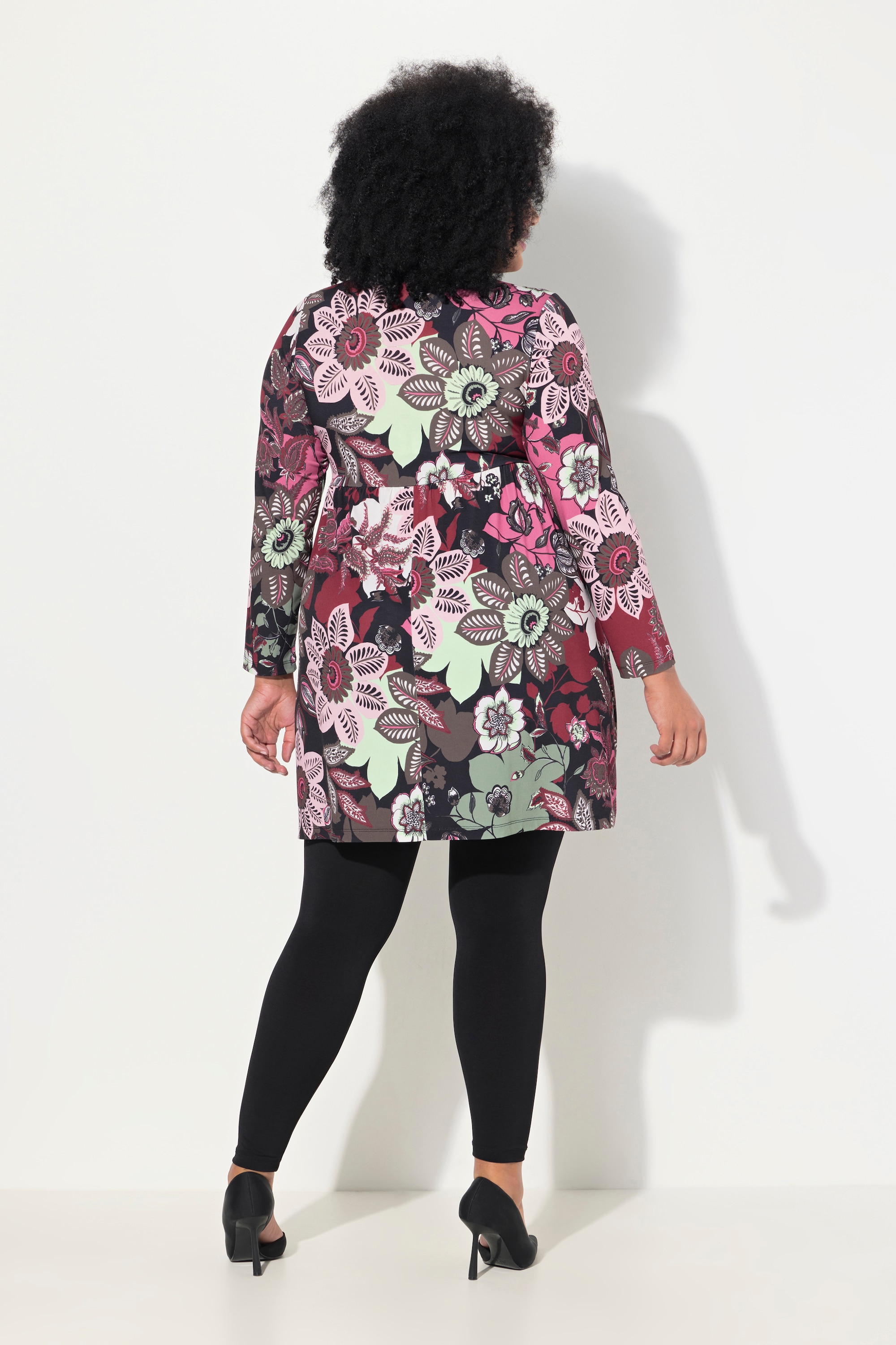 Ulla Popken Damen große Größen Longshirt A Linie Rundhals Keyhole Langarm 834456